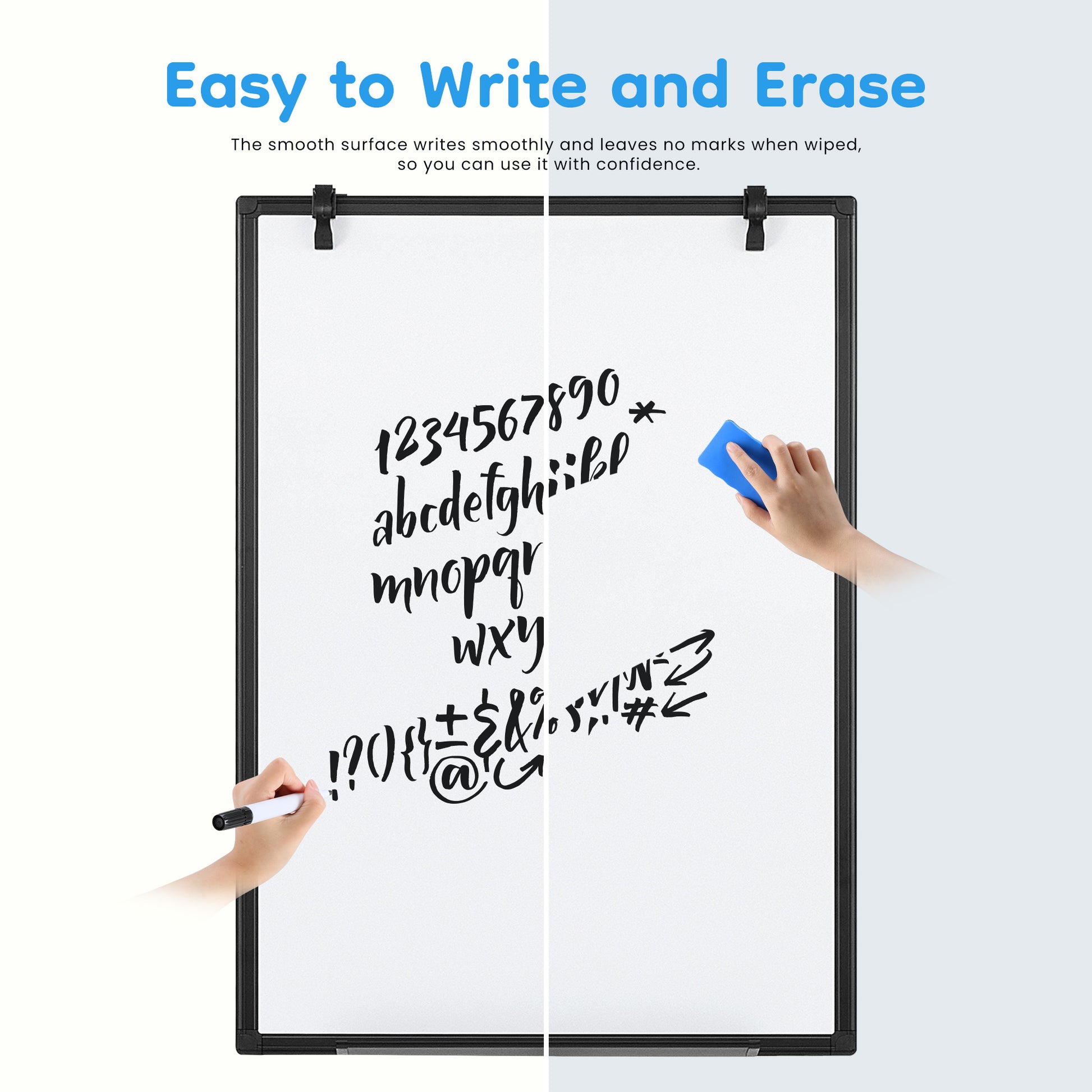 ROSVOVO 40x28 Inch Magnetic Whiteboard Easel with Tripod Stand - Height Adjustable Portable Dry Erase Board Kit for Classroom, Office & Home, Black