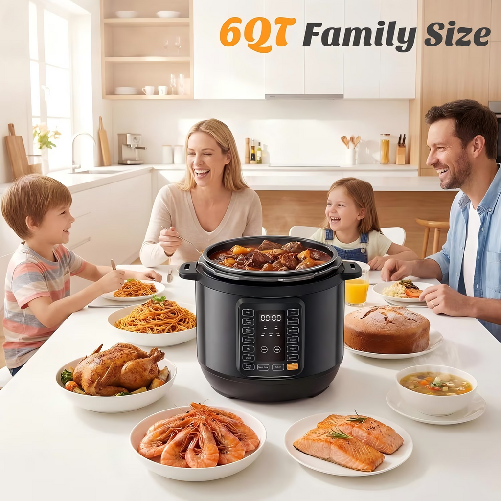 LIFERECORD 9-in-1 Electric Pressure Cooker 6 Quart, Whisper Quiet Multi-Cooker, Stainless Steel Pot for Sauté, Slow Cook, Rice, Yogurt, Sterilizer & Warmer