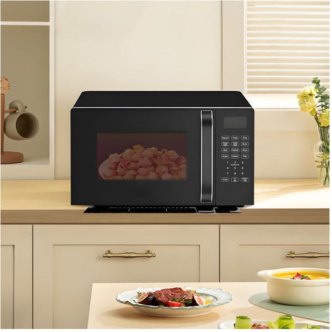 LIFERECORD Countertop Microwave Oven 0.7 Cu Ft, 700 Watts, 9 One-Touch Programs, 10 Temperature Settings, Defrost Function, Non-Stick Interior, Perfect for Apartments, Dorms, Family Kitchens