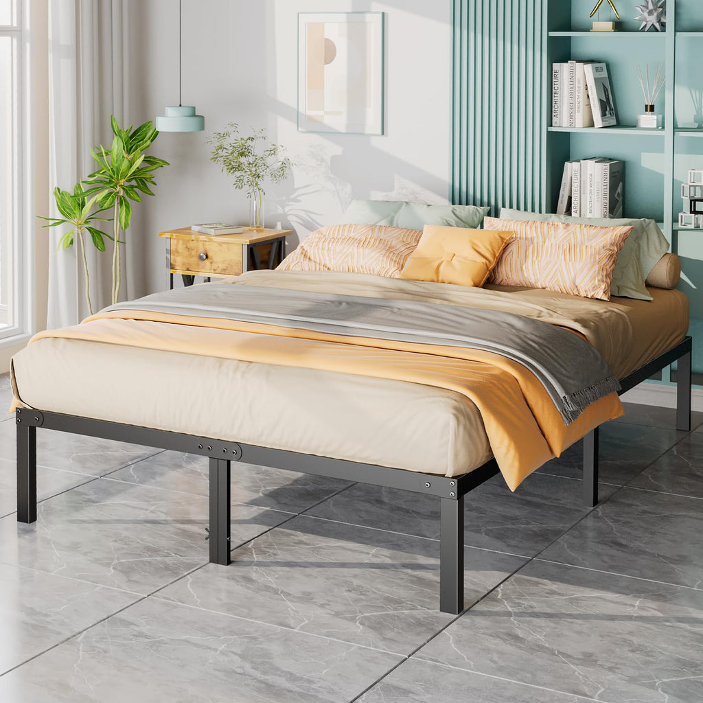 ACCVER Full Size Bed Frame - 14in Heavy-Duty Steel Platform, Ample Under-Bed Storage Space, No Box Spring Needed, Sturdy Metal Slat Support