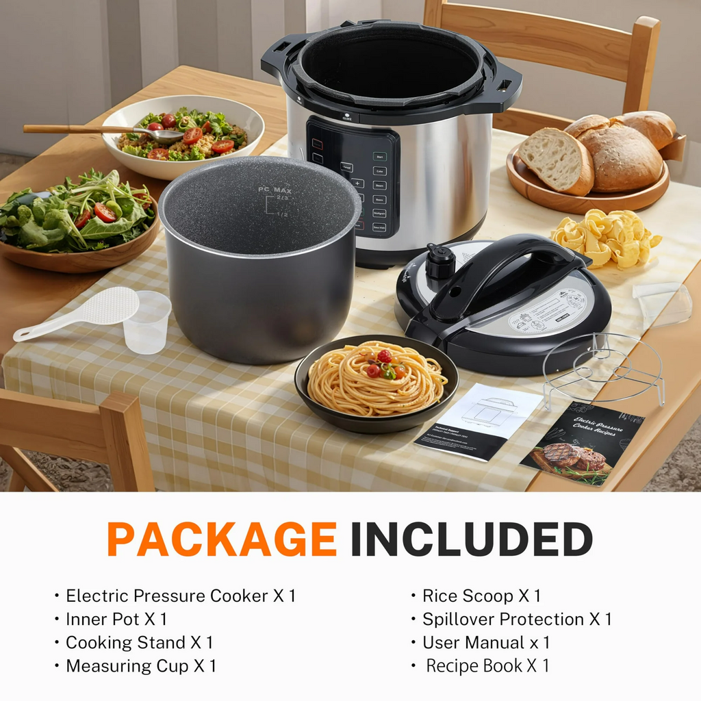 LIFERECORD Electric Pressure Cooker 8 Quart, 9-in-1 Multi Cooker with Stainless Steel Housing, Smart Slow Cooker, Rice Cooker, Steamer & Yogurt Maker for Family Meals