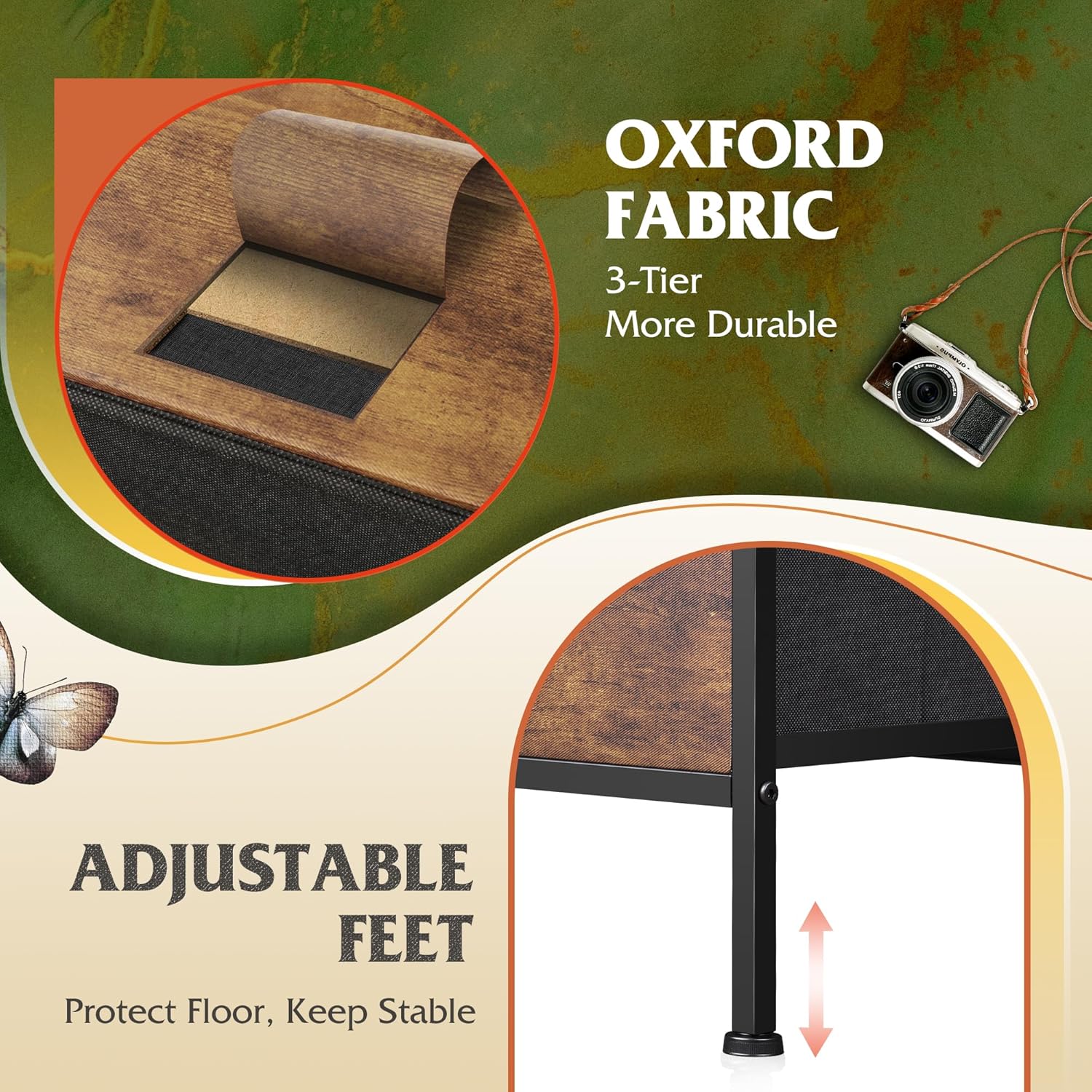 LIFERECORD 5 Drawer Fabric Dresser for Bedroom and Living Room, Chest of Drawer Organizer Storage Cabinet for Closet, Entryway, Brown