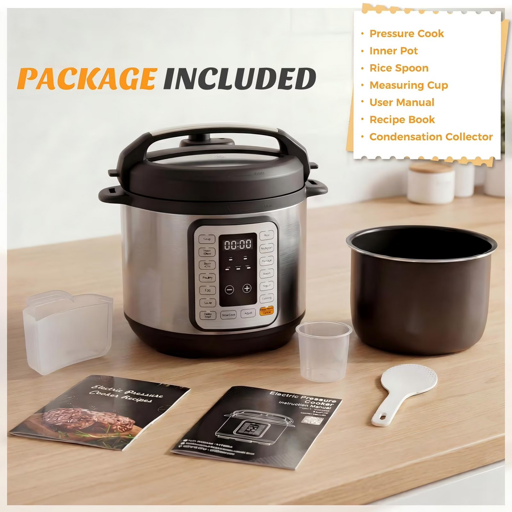 LIFERECORD Electric Pressure Cooker 6 Quart, 9-in-1 Multi Cooker with Stainless Steel Housing, Smart Slow Cooker, Rice Cooker, Steamer & Yogurt Maker for Family Meals