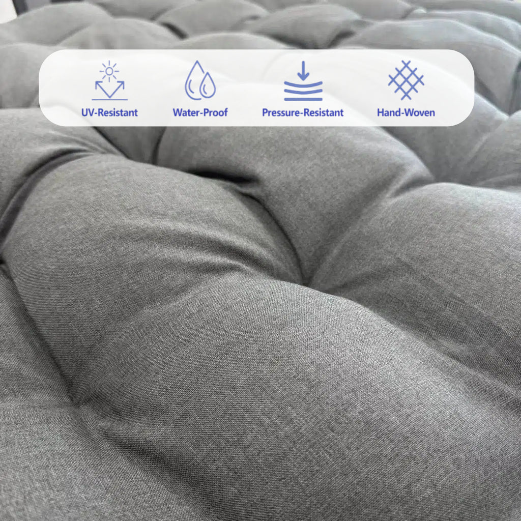 ACCVER Outdoor Rocking Chair E-Coated Rocking Chair with Cushion Outdoor Rocker Recliner Chair for Patio Porch Garden Backyard, Light Gray