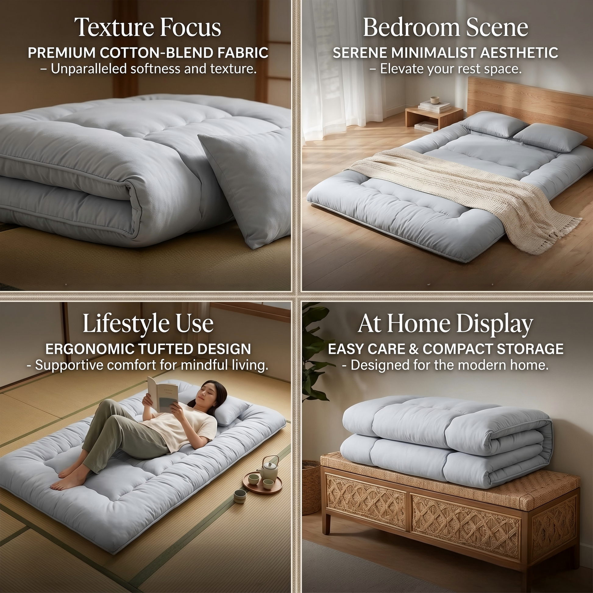 LIFERECORD Japanese Floor Mattress Full Size, Foldable Futon Mattress with Removable Washable Cover, Portable Roll Up Tatami Mat for Kids Room Dorm Sleepovers Solo Sleeper