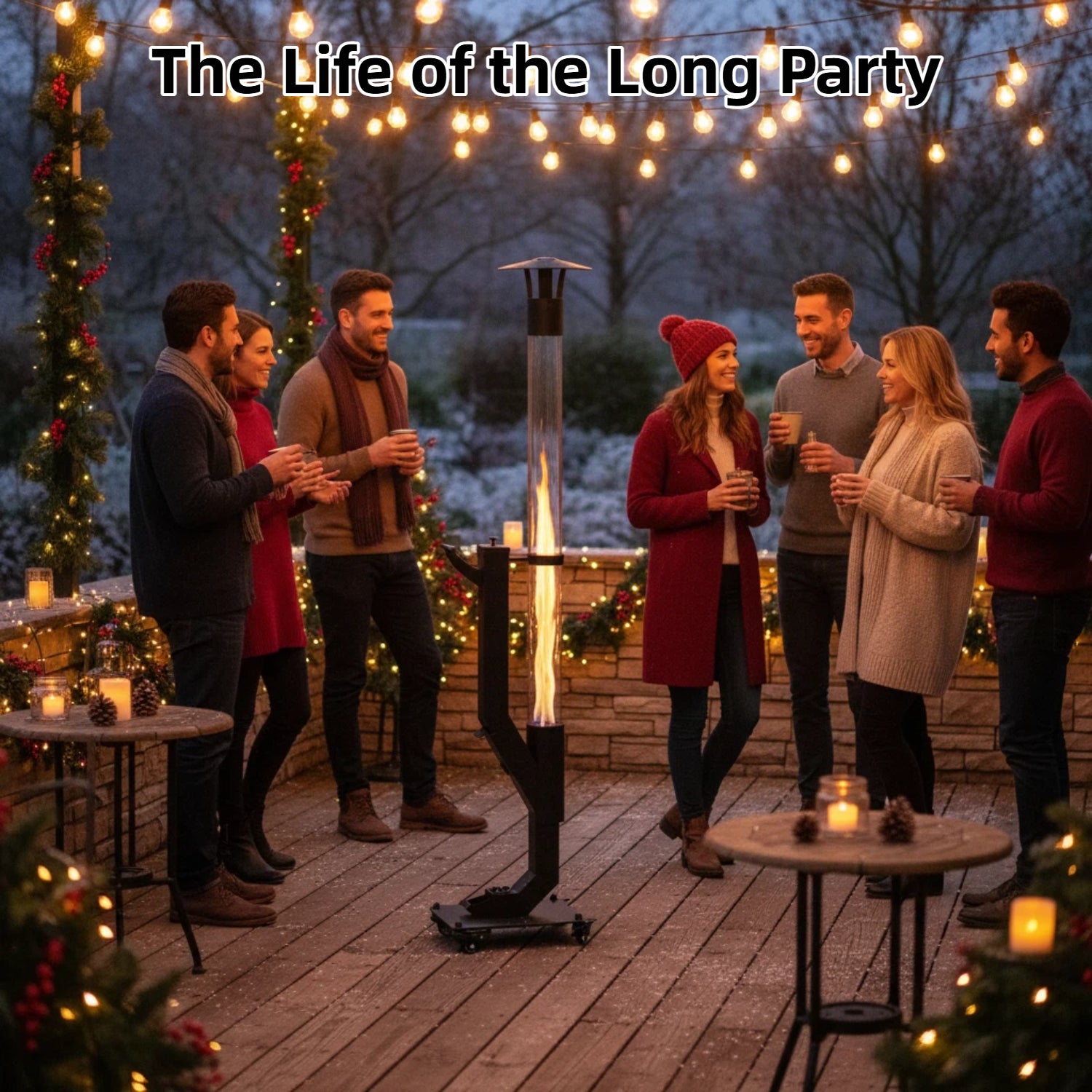 LIFERECORD Wood Pellet Patio Heater, Portable Fire Pit - Stainless Steel Outdoor Rocket Stove with Anti-Tip Steel Base with Wheels for Backyard & Patio