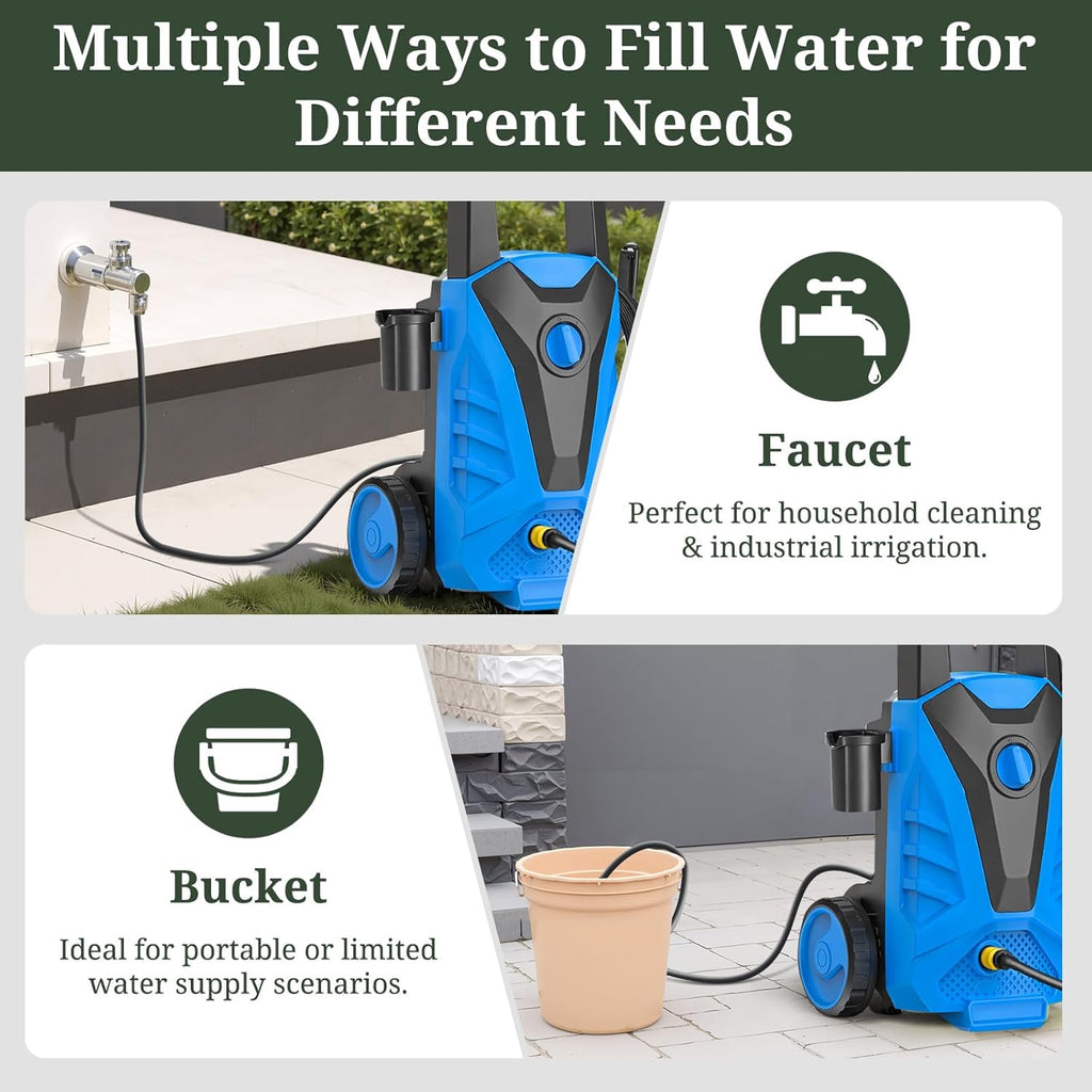 ROSVOVO 2100 PSI Electric Pressure Washer with Foam Cannon - 2.0 GPM High Pressure Cleaner with 5 Nozzles for Driveway, Car & Patio Cleaning, Blue