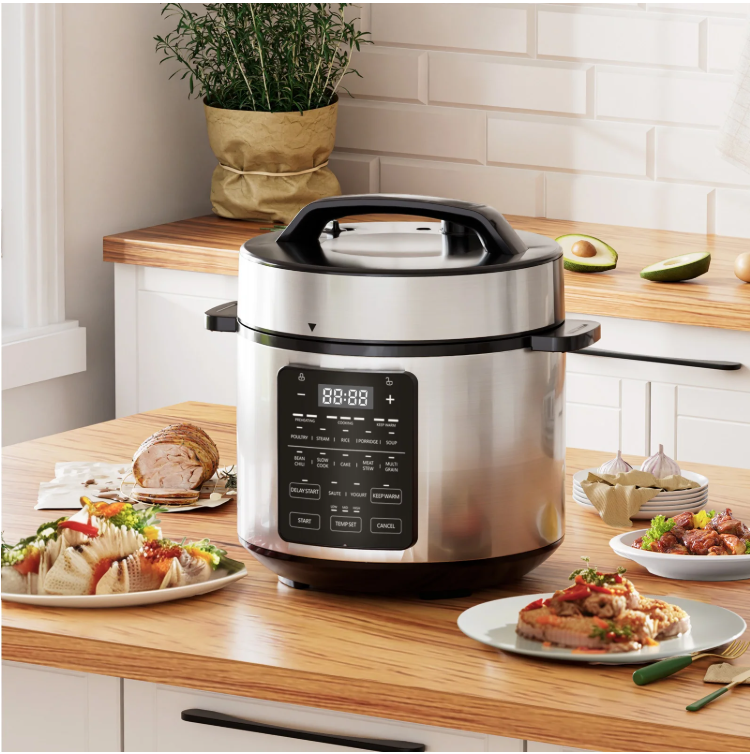 LIFERECORD Electric Pressure Cooker 6 Quart, 9-in-1 Multi Cooker with Stainless Steel Housing, Smart Slow Cooker, Rice Cooker, Steamer & Yogurt Maker for Family Meals
