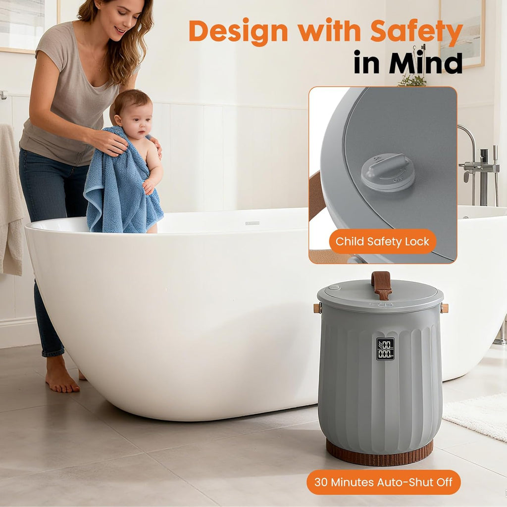 LIFERECORD 20L Towel Warmer, Luxury Blanket & Bathrobes Warmer Rapid Heating with Timer, Auto Shut-Off, Safety Lock, Perfect Spa Gift for Home & Bathroom, Grey