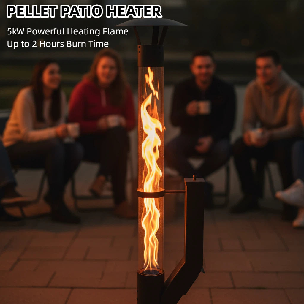 LIFERECORD Wood Pellet Patio Heater, Portable Fire Pit - Stainless Steel Outdoor Rocket Stove with Tripod Base for Backyard & Patio