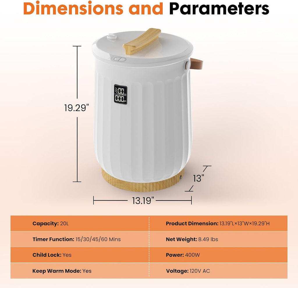 LIFERECORD 20L Towel Warmer, Luxury Blanket & Bathrobes Warmer Rapid Heating with Timer, Auto Shut-Off, Safety Lock, Perfect Spa Gift for Home & Bathroom, White