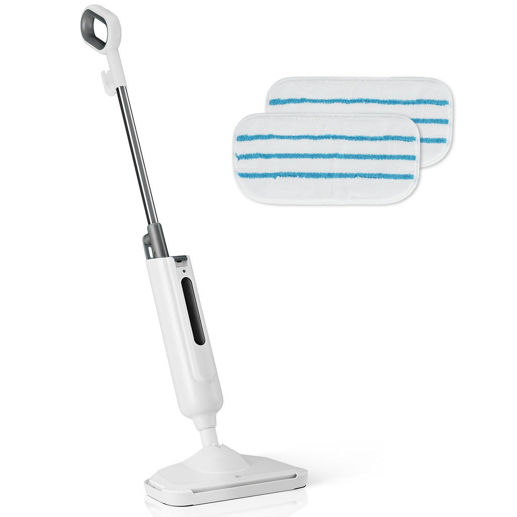 LIFERECORD Lightweight Steam Mop for Floors & Carpets | 30-Second Heat Up, 16ft Cord & Swivel Head for Hardwood, Tile, Laminate with 2 Washable Pads, Grey