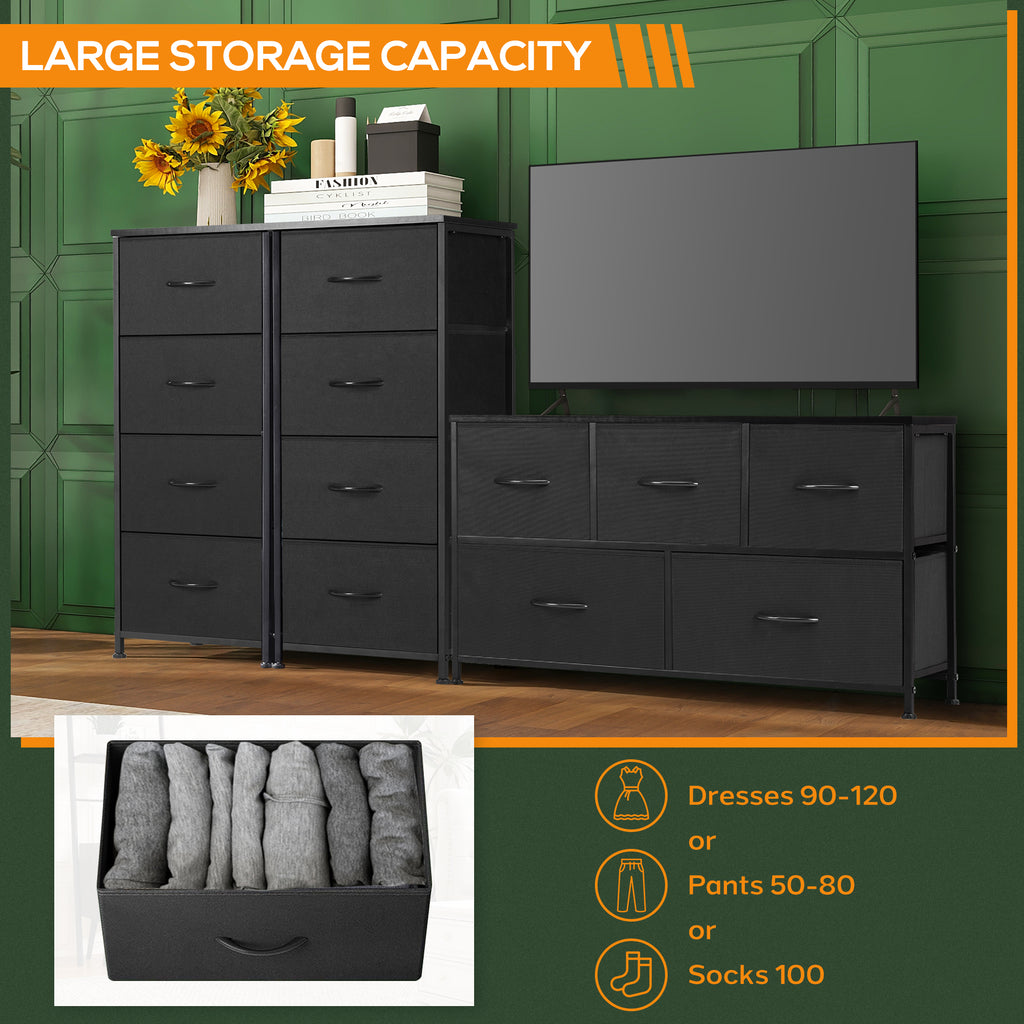 ACCVER Dresser for Bedroom 4 Storage drawer, Fabric Closet Chests Organizer Tower with Wooden Top Metal Frame for Living Room Hallway Entryway