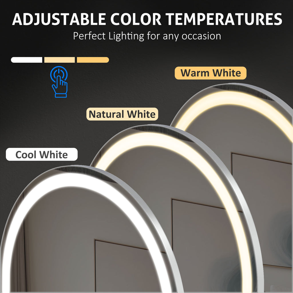 ACCVER 26"x71" Full Length Standing Mirror w/LED Lights - 3 Color Modes, Durable Tempered Glass, Lean-to or Wall Mount for Bedroom/Dressing Room/Living Room, Arhced