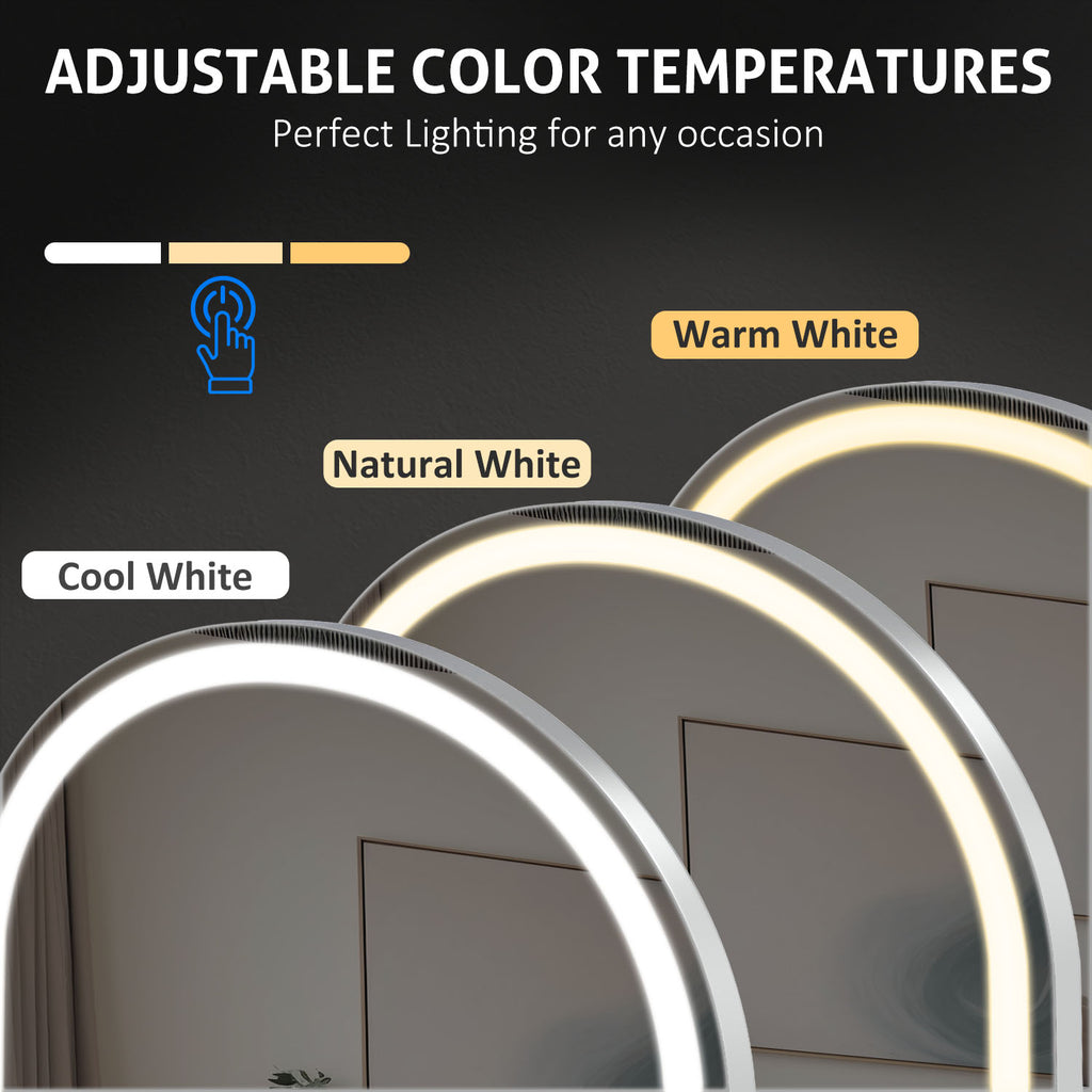 ACCVER 21"x64" Full Length Standing Mirror w/LED Lights - 3 Color Modes, Durable Tempered Glass, Lean-to or Wall Mount for Bedroom/Dressing Room/Living Room, Arched