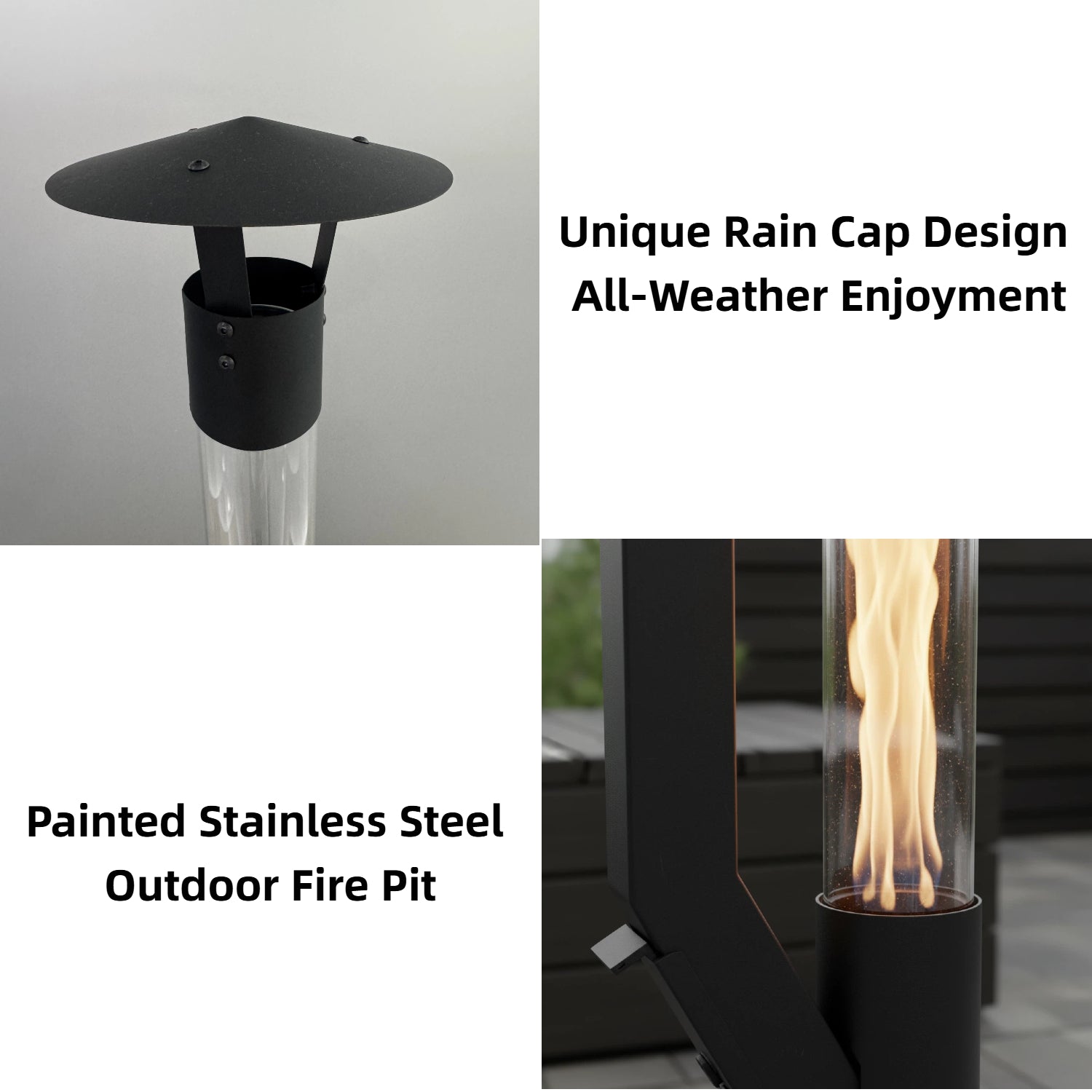 LIFERECORD Wood Pellet Patio Heater, Portable Fire Pit - Stainless Steel Outdoor Rocket Stove with Anti-Tip Steel Base with Wheels for Backyard & Patio