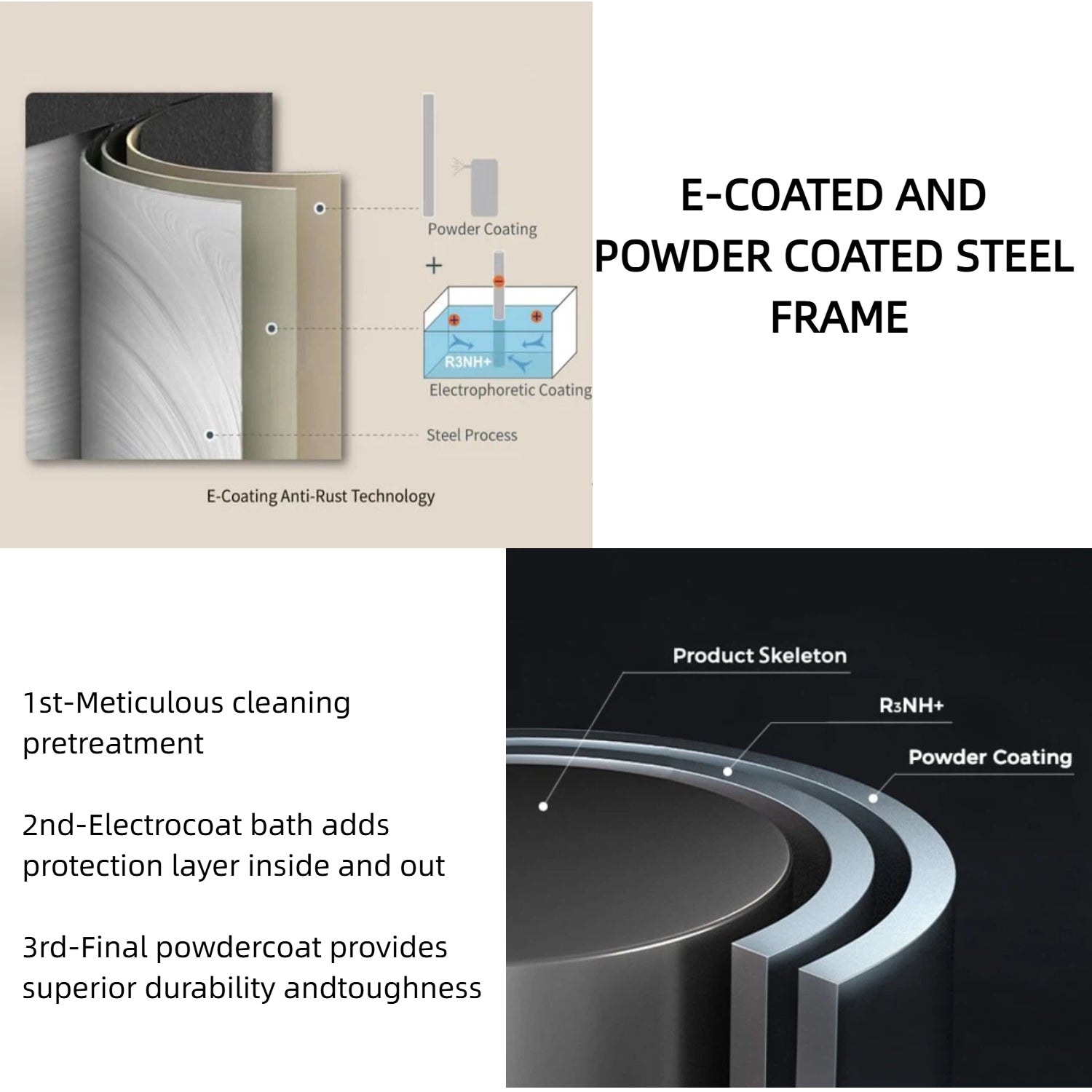 ACCVER Outdoor Rocking Chair E-Coated Rocking Chair with Cushion Outdoor Rocker Recliner Chair for Patio Porch Garden Backyard, Light Gray