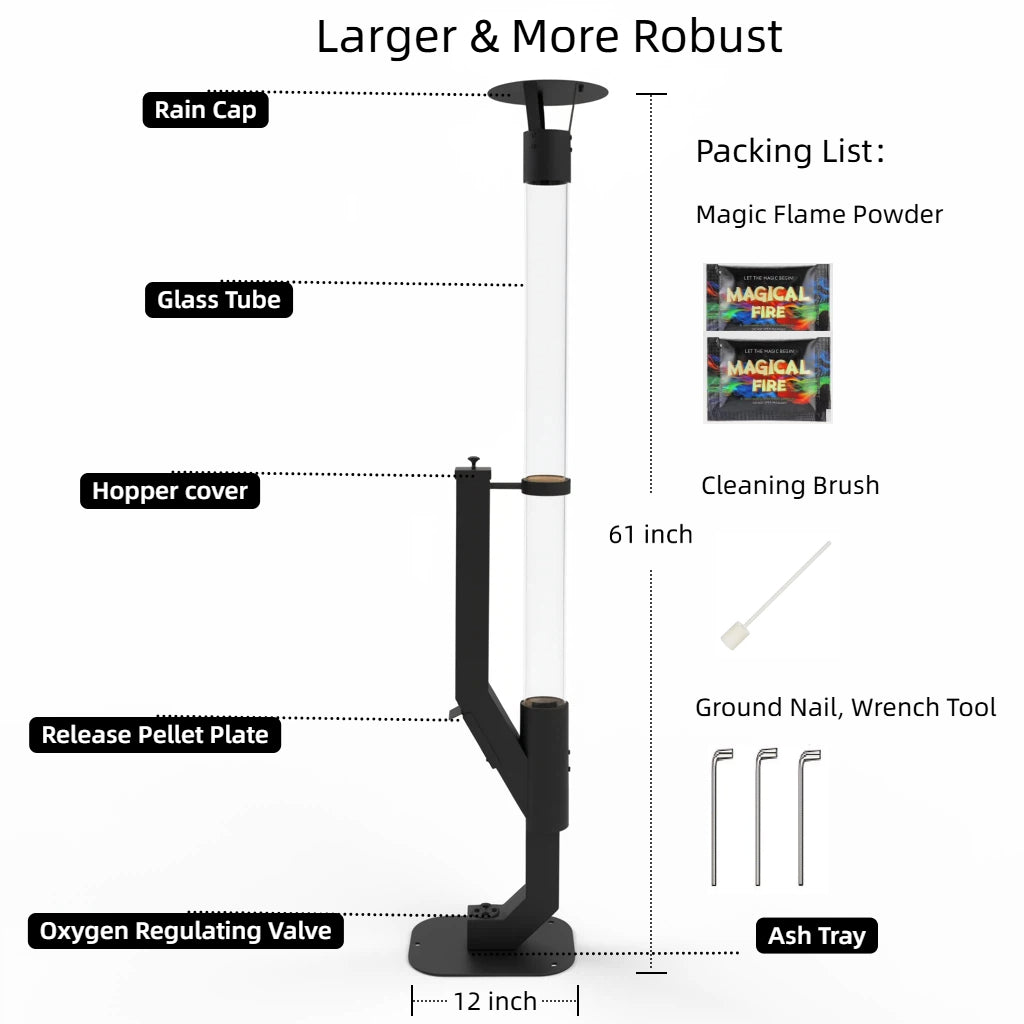 LIFERECORD Wood Pellet Patio Heater, Portable Fire Pit - Stainless Steel Outdoor Rocket Stove with Anti-Tip Steel Base with Adjustable Feet for Backyard & Patio
