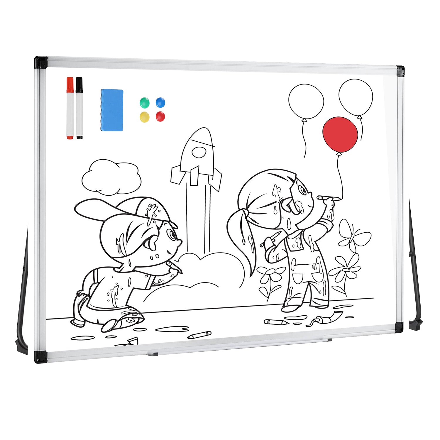 LIFERECORD 30" x 40" Magnetic Whiteboard, Dry Erase Board Includes 1 Dry Eraser & 2 Multicolor Markers & 4 Magnetic Pins for Home, Office, School