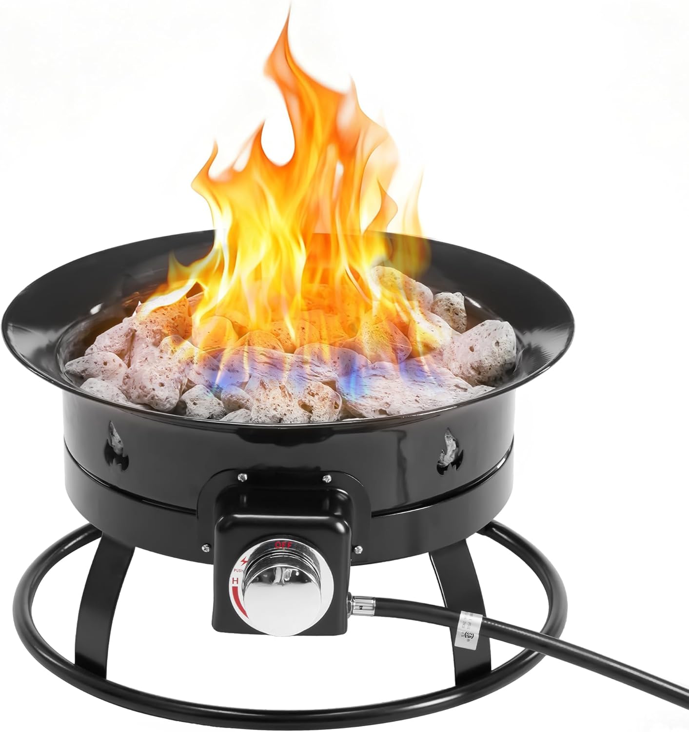 LIFERECORD 58,000 BTU Smokeless Gas Fire Pit - 19" Portable Outdoor Propane Fire Pit with Cover & Carrying Kit