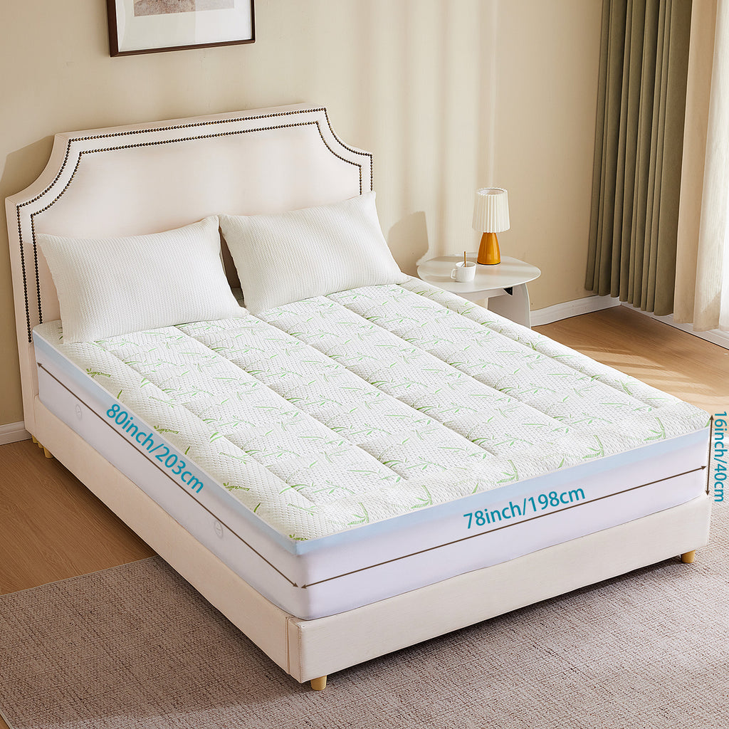 LIFERECORD 4-inch Memory Foam Mattress Topper with Cool Gel - Medium Firm Pillow Top for Back Pain Relief & Hot Sleepers, King