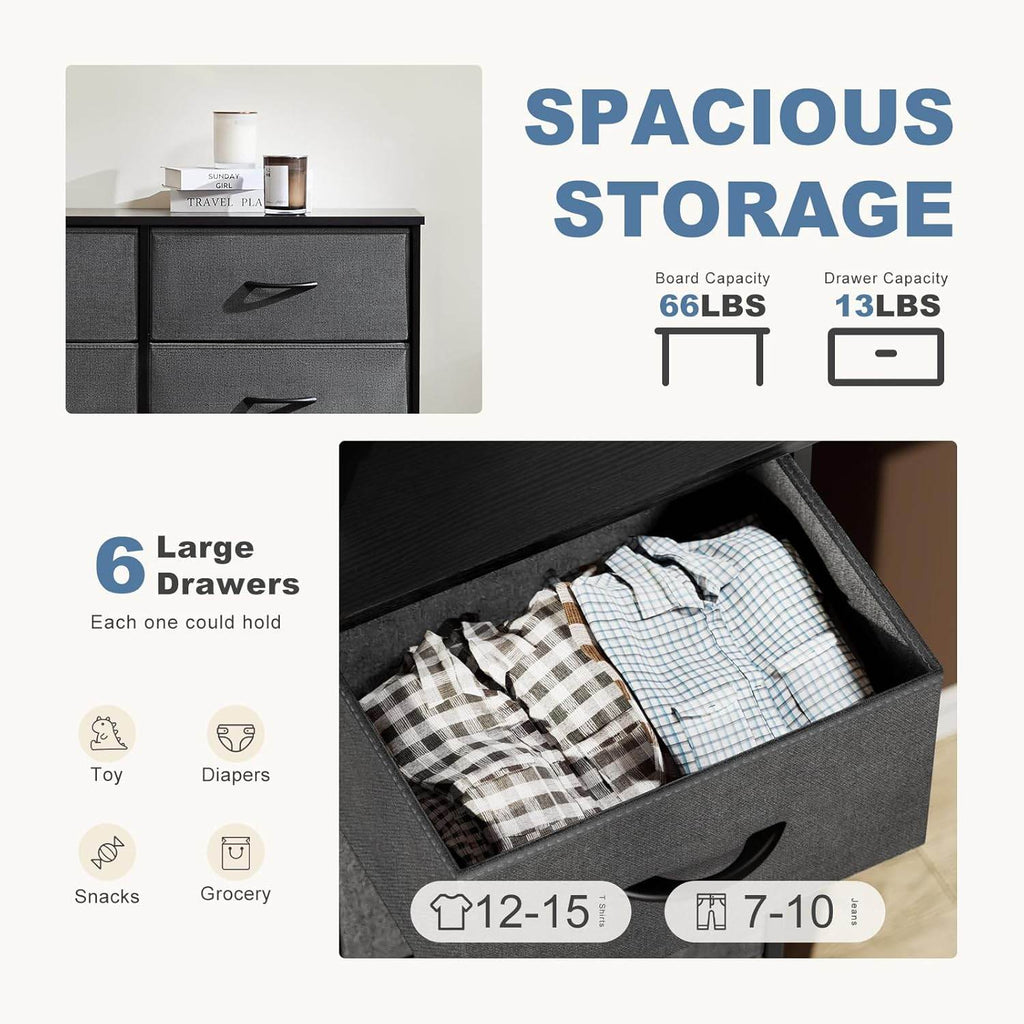 My Depot Bedroom Dresser with 6 Fabric Drawers 
Waterproof
Wear Resistant
Adjustable Feet
Easy-to-Pull Handles