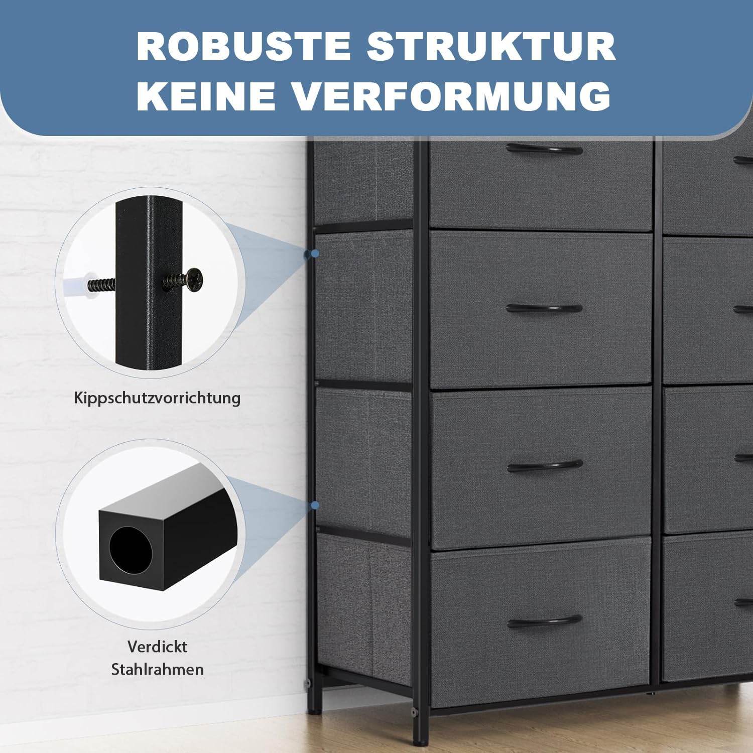 My Depot Bedroom Dresser with 8 Fabric Drawers 
ROBUSTE STRUKTURKEINE VERFORMUNG