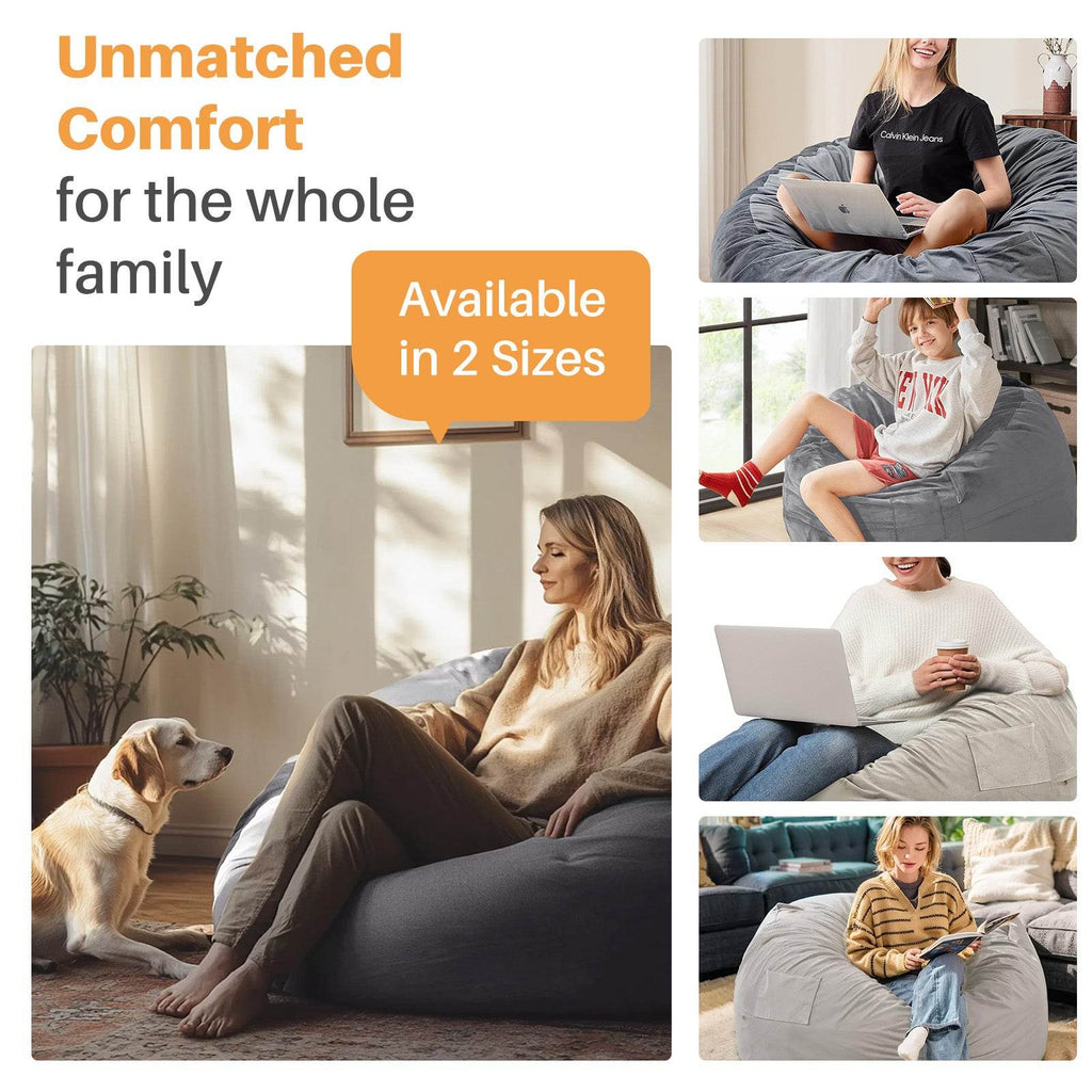 Bean Bag Sofa with Soft Removable Cover, Extra Large Comfortable Round Shape for Living Room Bedroom College Dormitory