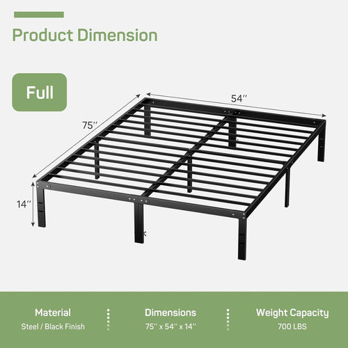 Bed Frame Heavy-Duty Metal Platform Frame with Storage Space Sturdy Steel Slats Support No Box Spring Required