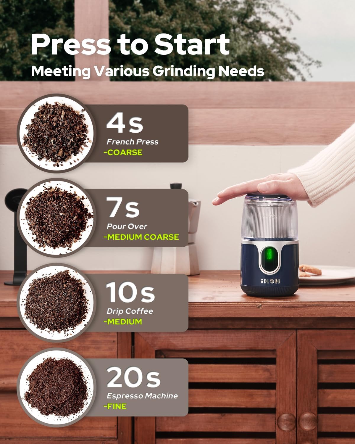Cordless Coffee Grinder Electric, Coffee Bean Grinder with USB Rechargeable, Espresso Grinder with 304 Stainless Steel Blade, 85 Grinds Per Charge, Spice Grinder, for Home, Travel, Camping - Blue