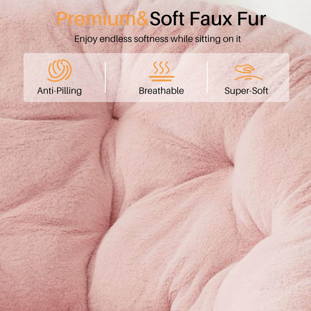 Lounge Chair Modern Style Foldable With Soft and Comfortable Faux Fur Thick Cushion Suitable for Bedroom Home