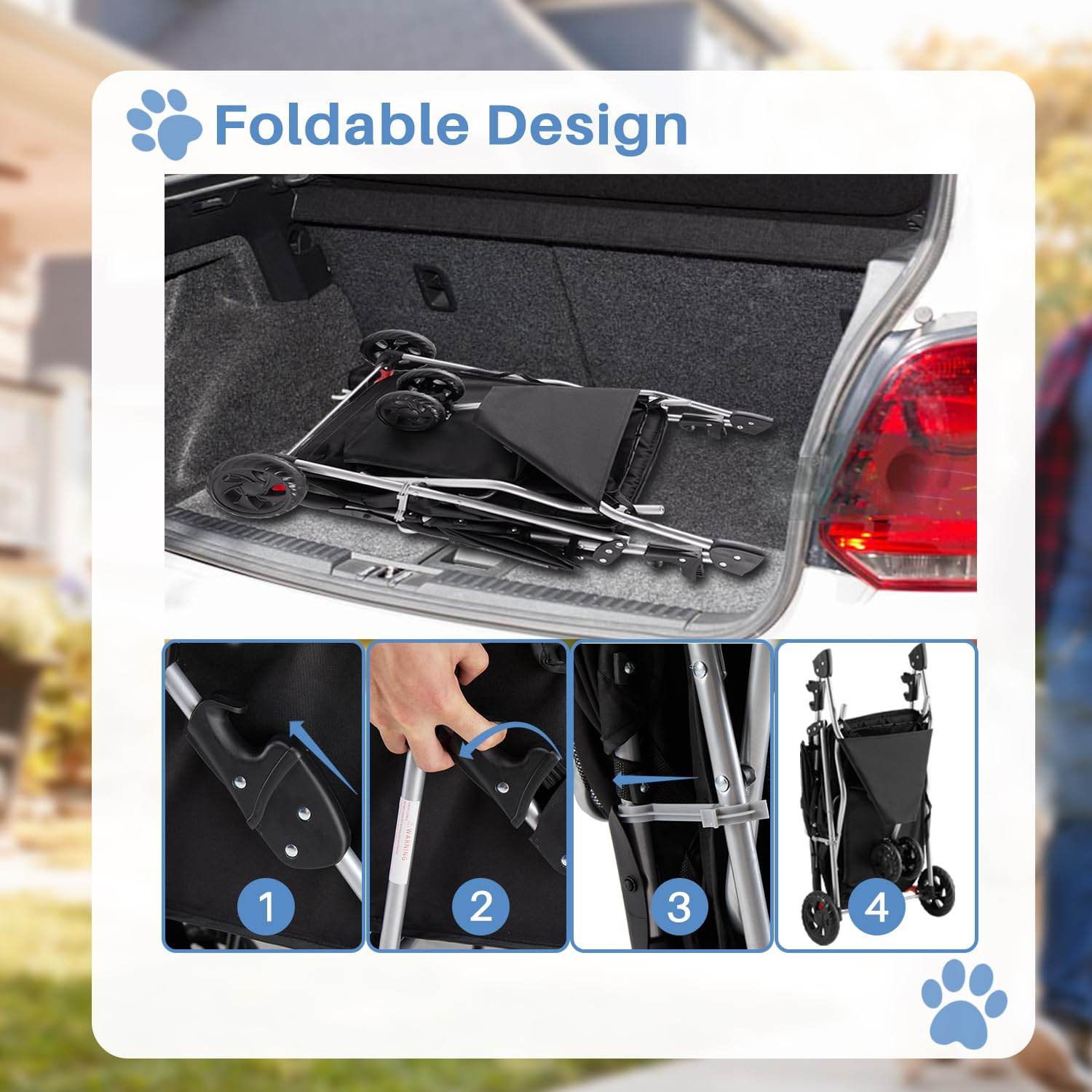 Pet Stroller Equipped with Storage Basket, Cup Holder, Lightweight, Durable and Easy to Maneuver, Suitable for Small/Medium-Sized Dog PET Stroller for Travel and Outdoor, 1 Stroller