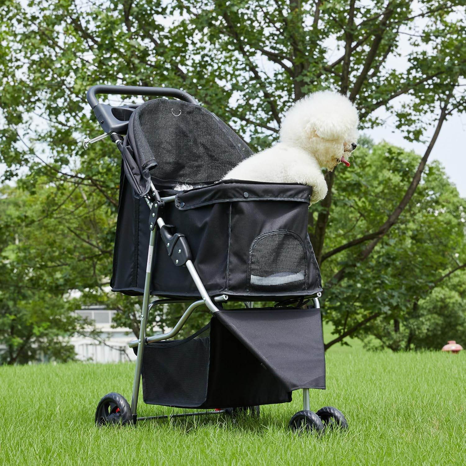 Pet Stroller Equipped with Storage Basket, Cup Holder, Lightweight, Durable and Easy to Maneuver, Suitable for Small/Medium-Sized Dog PET Stroller for Travel and Outdoor, 1 Stroller