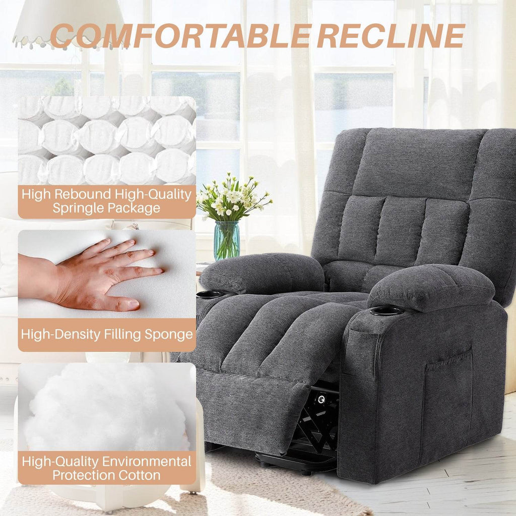 Recliner Vibration Massage Home Theater Seat with Lumbar Support and Heating, Adjustable Electric Lift Chair for Living Room